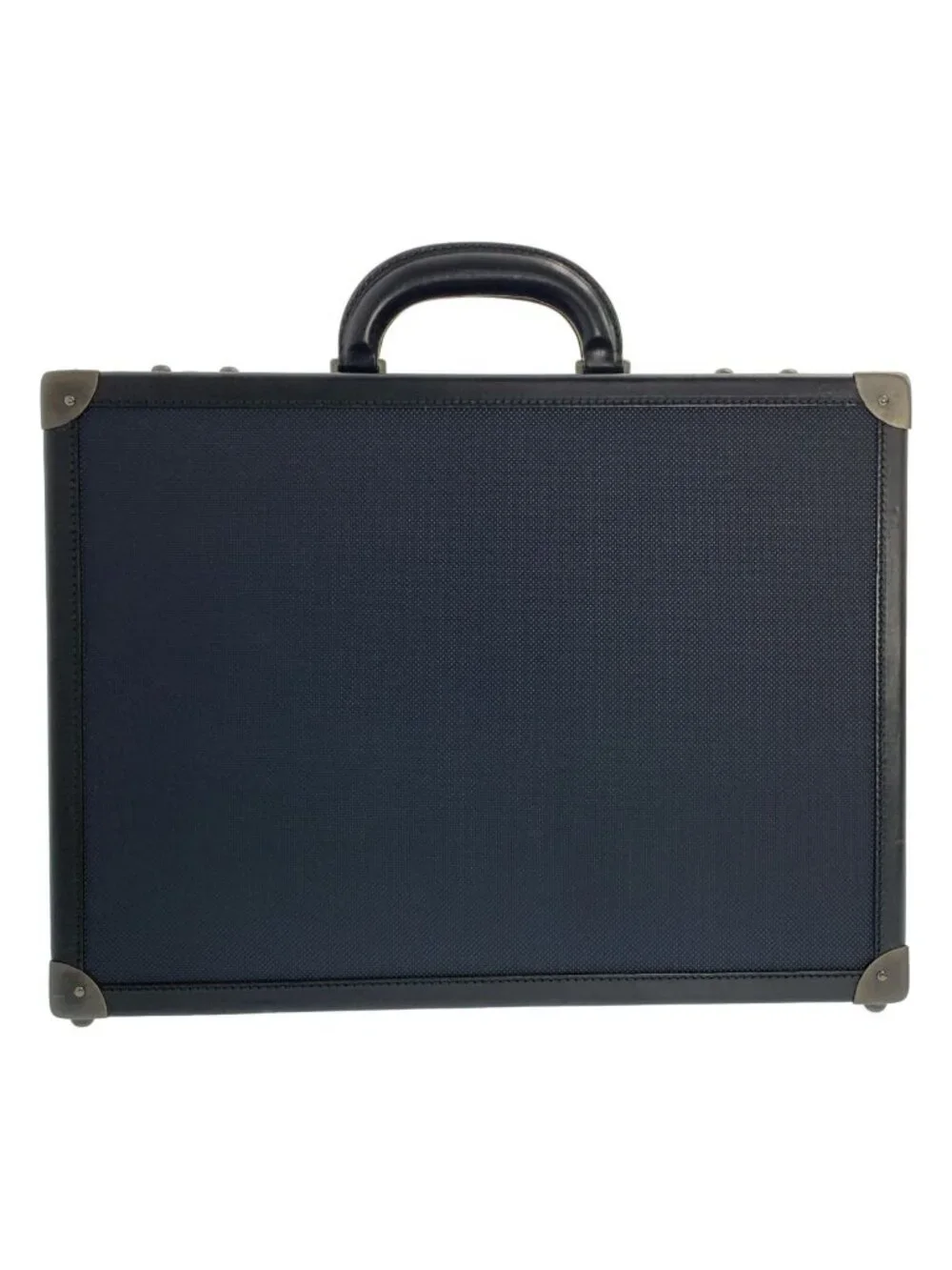 Bottega Veneta Leather Attache Case Navy Black Handbag